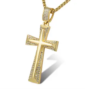 Marlario uomo Hip Hop gioielli strass glassato fuori giesus grande croce ciondolo moissanite croce croce collana moissanite da uomo - Product Image 1