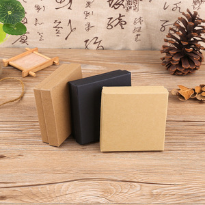 Kraft Paper Square Jewelry <strong>Earring</strong> Bracelet Ring Necklace Packaging <strong>Box</strong> <strong>Gift</strong> Boxes With Sponge - Product Image 2