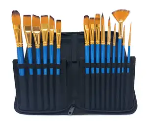 Free Sample 15pcs artist paint brushes Set Art Paint Brush With Pop Up Stand Canvas