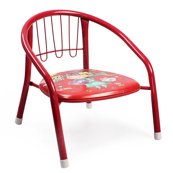 Chaise de lecture en métal pour enfants, design de dessin animé rose, petite dureté, durable