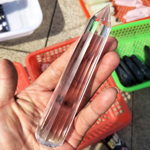Baguette de Vogel à 24 Côtés Sculpté à la Main de <span class=keywords><strong>12</strong></span> à 13cm 90% <span class=keywords><strong>Quartz</strong></span> Clair Vogel Double Point - Product Image 4