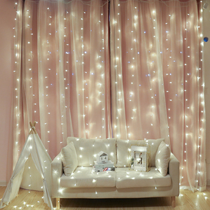 Cortina de luces LED para decoración de interiores, tira de luces de hadas para decoración de matrimonio, RGB, IP44, Pvc + cobre, 300 V/110V, transparente, 3m, 220 - Product Image 1
