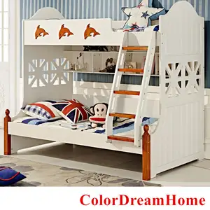 wood kids bunk bed for boys with ladders white children's furniture bed sets