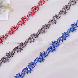 Colorful crystal rhinestone chain trim by the yard for wedding belt LG1322