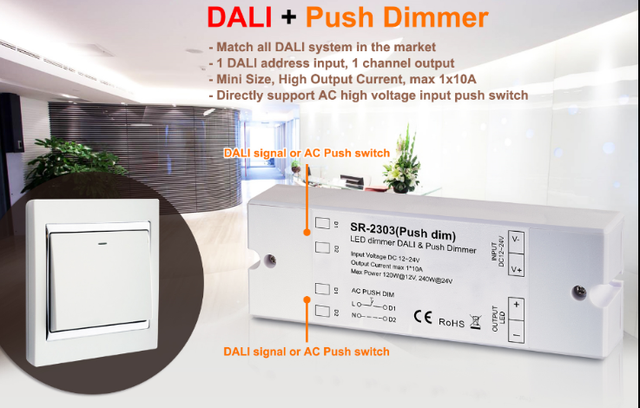1CH DALI Dimmer Push Dim Digital Impulse Switch From Sunricher