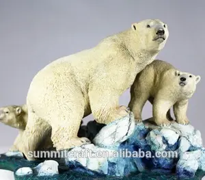 2014 renkli özel reçine anne ve çocuk kutup ayısı heykeli
