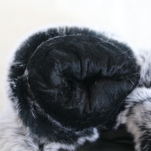 Mitaines en <span class=keywords><strong>cuir</strong></span> véritable de lapin, protection sans doigts, couleur noire, vraie fourrure de renard, mode hiver, offre spéciale - Product Image 6