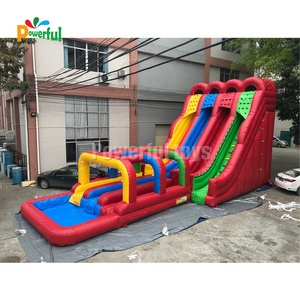 ตลกกลางแจ้งภาพนิ่งน้ำสายรุ้งสไลด์พองที่มีสีสันเป่าขึ้นสไลด์น้ำสระว่ายน้ำ - Product Image 2