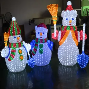 ไฟ LED คริสต์มาสกลางแจ้งคริลิคประติมากรรม3D Snowman Motif Light สำหรับตกแต่งลานสวน