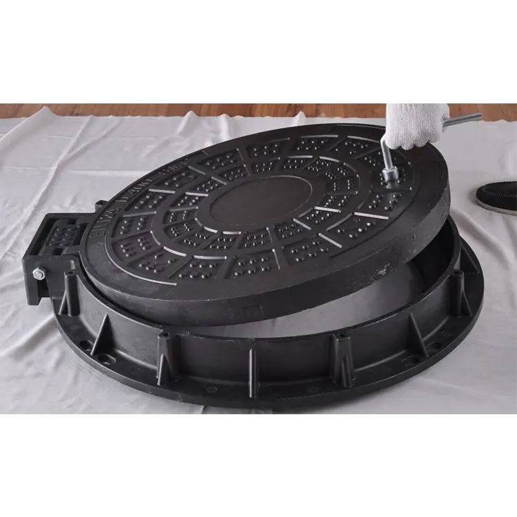 EN124 D400 clear opening 600*50*100 decorative composite locking lockable SMC manhole covers with frame