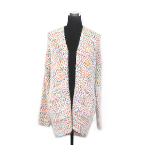 Winter High Quality Knitted Colorful rainbow Sweater <strong>Oversize</strong> Open Stitch Long Sleeve Women Top <strong>Cardigan</strong> with Pockets - Product Image 2