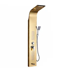 Mixer taps bath shower tap bathroom wall mounted gold plated thermostatic Fapully Shower Panel