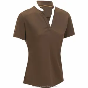 Training Mesh Women's Horse Riding Polo Shirt Brown 100% Polyester Dry Fit Short Sleeve Polo Short Equestrian wear