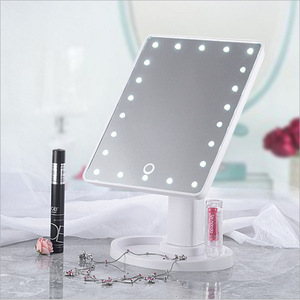 Portable Large 16/22 LED Lights Rechargeable Square Glass <strong>Vanity</strong> <strong>Mirror</strong> White Pink Black Desktop Cosmetic <strong>Mirror</strong> Tool - Product Image 4