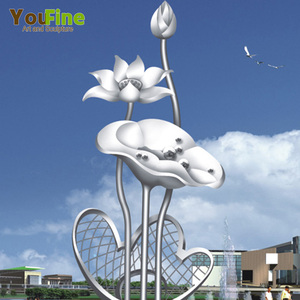 YOUFINE 大型屋外公園装飾 ステンレス製蓮の花都市彫刻像 - Product Image 5