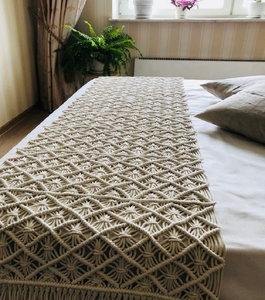 โต๊ะวิ่งแมคคราเม่ทำด้วยมือสวยดีไซน์ใหม่พร้อมลวดลายเรขาคณิตผ้าฝ้ายธรรมชาติตกแต่งโต๊ะรับประทานอาหาร - Product Image 3