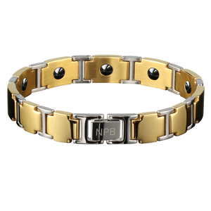 สร้อยข้อมือชุบทองแท้ P100G สำหรับผู้ชาย,กำไลอัจฉริยะทัวร์มาลีนเจอร์เมเนียมปรับสมดุลพลังงาน - Product Image 2