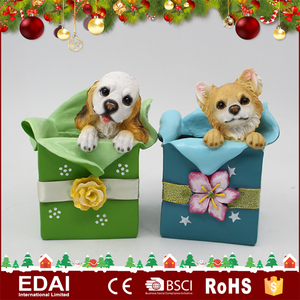 Colorido Navidad ornamentos animales 2 surtidos estatuas polyresin perro en <span class=keywords><strong>la</strong></span> hermosa caja <span class=keywords><strong>de</strong></span> regalo - Product Image 1