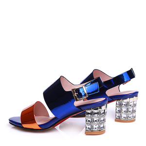 WETKISS Commercio All'ingrosso Più Il Formato 43 DELL'UNITÀ di elaborazione <span class=keywords><strong>In</strong></span> <span class=keywords><strong>Pelle</strong></span> Metallizzata <span class=keywords><strong>Sandali</strong></span> <span class=keywords><strong>Blu</strong></span> Blocco Di Cristallo Tacchi Alti <span class=keywords><strong>Sandali</strong></span> <span class=keywords><strong>Sandali</strong></span> di Estate per Le Donne Signore - Product Image 6