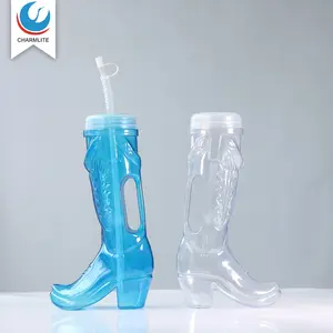 Boot Cowboy Shaped Beer Beverage Bottle Plastic Slush Yard Glass Cup With Handle