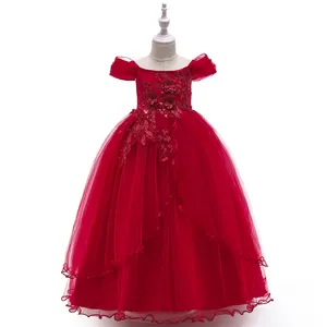 China Wholesale 5-10 Years Old Girl Wedding Dress Baby Long Party Wear LP-213