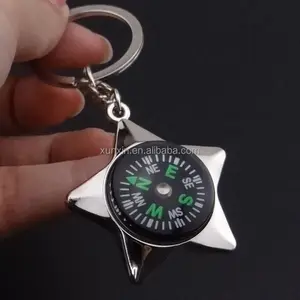 Thiết Kế Mới Nhà Máy ODM Hình Dạng Ngôi Sao Tùy Chỉnh Kim Loại La Bàn Keychain