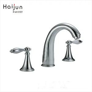 Promoção Haijun Super Qualidade Três Buracos Duplo Handle Bacia Toque Mixer Torneira