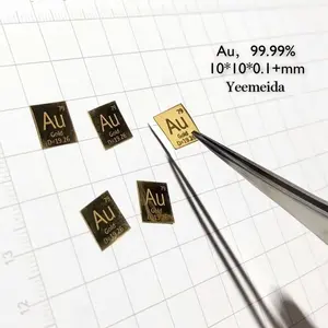 99.99% métal doré de haute pureté, élément sculpté Au, feuille de Table périodique 10x10x0.1 + mm