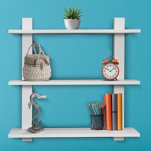 3 niveaux Blanc Étagère Flottante Asymétrique Carré Étagère Murale Suspendue Décorative Affichage Mural Étagère Suspendue - Product Image 5
