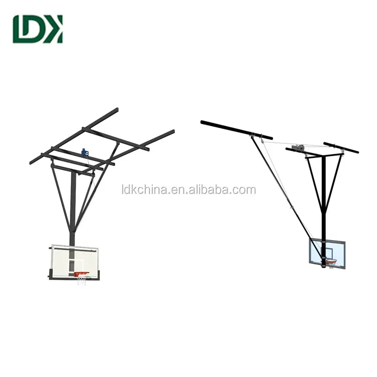 Sistema de argola de basquete suspenso, suporte de teto