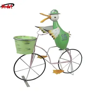 Indoor animal wrought iron garden decor bicycle metal plant pots