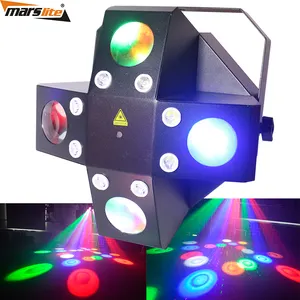 Marslite Lampu Panggung LED Efek Laser, Peralatan Lampu Disko Led Multi Efek + Strobo + Sinar Laser untuk Klub Malam