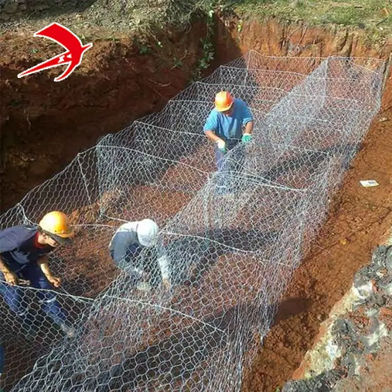 philippines 3.05mm wire gabion basket 2x1x1m gabion box supplier 80x100mm hexagonal gabion mesh