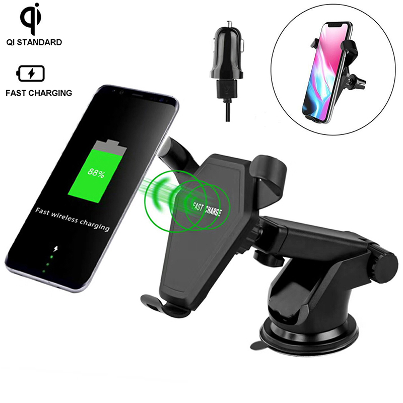 QI Wireless автомобильное зарядное устройство крепление тяжести телефона держатель Quick Charge 3.0