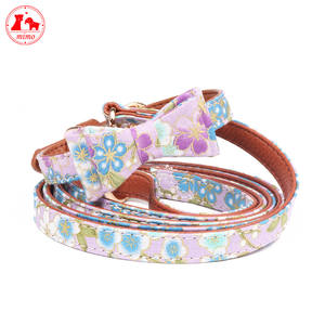 和風SMレッドプリントさくらロゴパーソナライズされたカスタム調節可能なレザーペットスカーフバンダナデザイナー犬の首輪と鎖 - Product Image 3