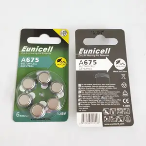 EunicellブランドA675 P675 PR44 LR44 1.4 1.4v補聴器バッテリー