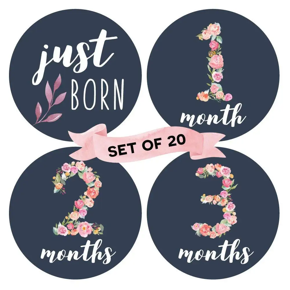 아기 월간 이정표 스티커 출생 12 개월 7 보너스 달성 스티커