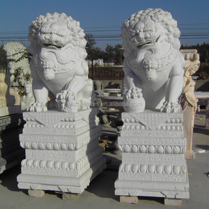 Estatua china tradicional <span class=keywords><strong>para</strong></span> exteriores, tamaño real, escultura <span class=keywords><strong>de</strong></span> mármol blanco, León, mármol, foo, perro - Product Image 2