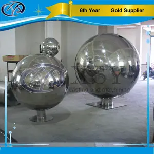 High Polished Stainless Steel Decorative Hollow Sphere Ball With Mounting Square Plate