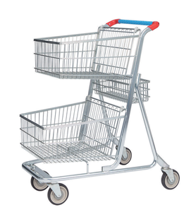 Cestas dobles de Metal para tienda de comestibles, carrito de la compra de supermercado, carrito de la compra