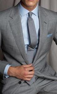 Abito da <span class=keywords><strong>uomo</strong></span> con risvolto <span class=keywords><strong>grigio</strong></span> tradizionale con due bottoni realizzati in giacca di tacchino 2 pezzi - Product Image 4