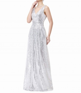 फैशन सेक्सी v गर्दन आस्तीन वाली टैंक शीर्ष पोशाक सुरुचिपूर्ण अनुक्रमों प्रेम पार्टी शाम पोशाक - Product Image 4