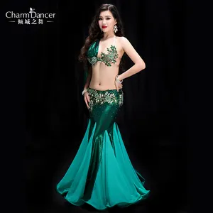 YC039 Performance Professional bellydance costumes Spandex and Pearl Chiffon belly dance wear for women