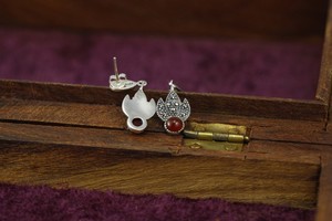 SJ nuevo diseño BJES00812 Tai plata y ágata roja y <span class=keywords><strong>marcasita</strong></span> Retro forma de pavo real pendiente de gota largos para mujeres - Product Image 2