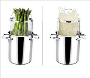 304สแตนเลสหม้อสต็อกเหล็กที่มีตะกร้าผักหน่อไม้ฝรั่ง - Product Image 1