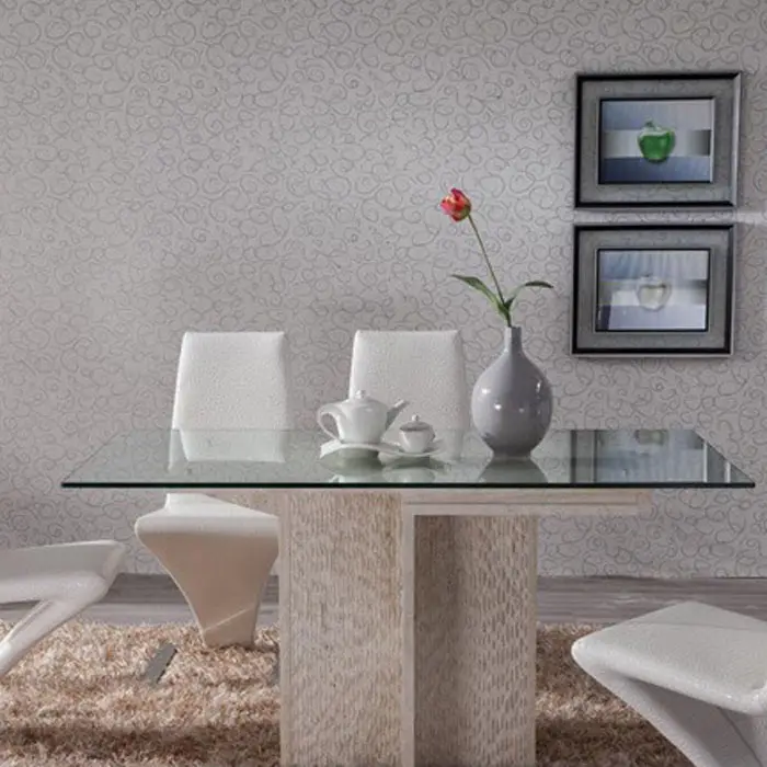 vendita calda soggiorno in stile moderno piano in vetro tavolo da pranzo in marmo