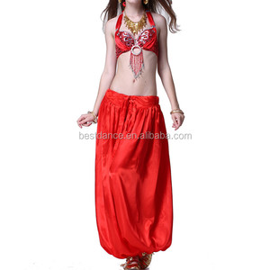 Costume de danse du ventre pour femmes, haut et pantalon de style harem en satin, costume de <span class=keywords><strong>Bollywood</strong></span> - Product Image 2