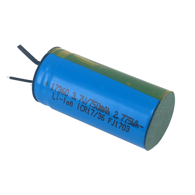 Cylindrical Li-ion Battery 17360 3.7V 750mAh with Wire for Music Player