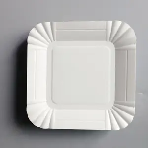 Best selling white square paper party plate wholesale disposable plates party supply paper plates