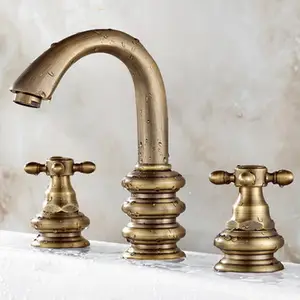 Cổ điển Antique Brass Tắm Lưu Vực Vòi Rộng Rãi Vanity Chìm Mixer Tap